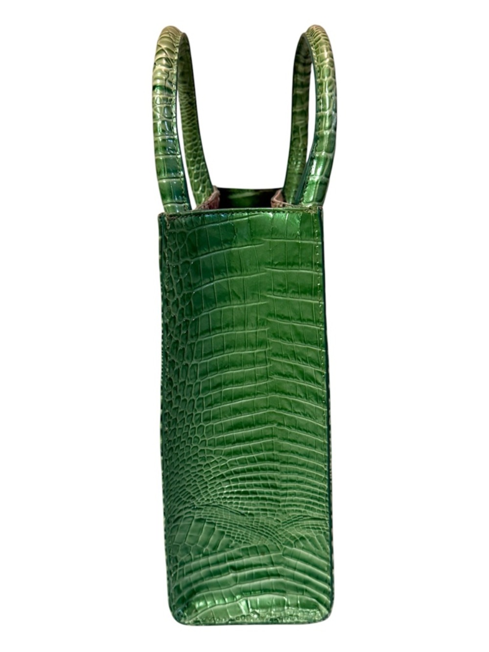 Brahmin Green & Pink Croc-Embossed Leather Tote & Wallet With Registration Card - Picture 4 of 15
